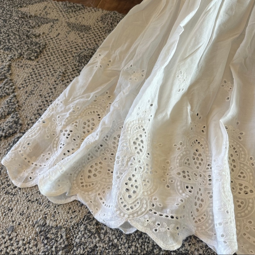 New Womens White Eyelet Layering Lace Sleeveless Tank Top Baby Doll Blouse Shirt - Picture 7 of 10